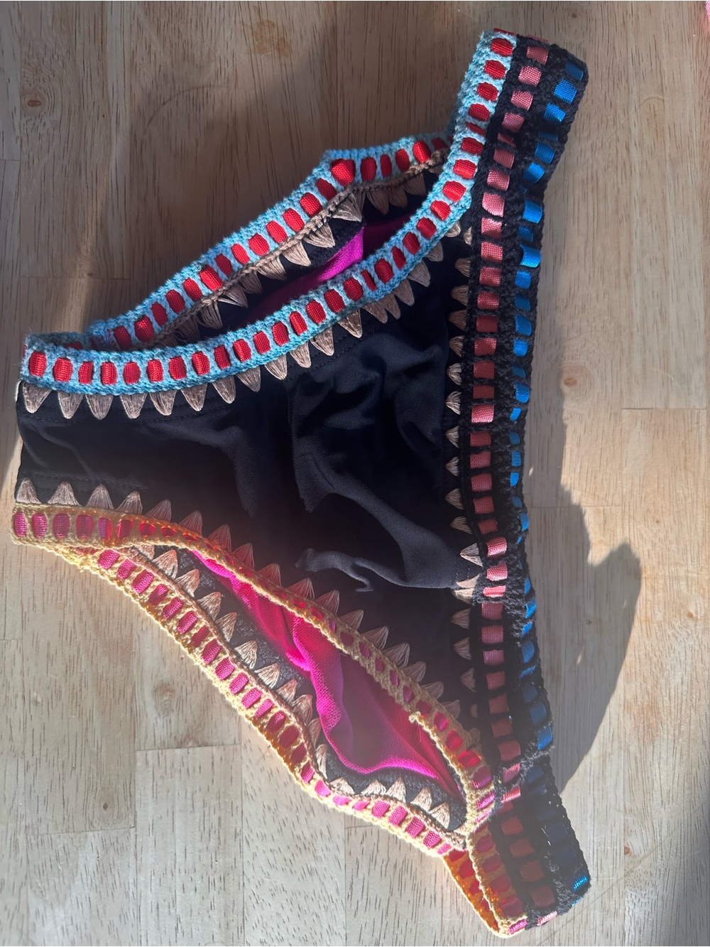 Barr III Black Crochet-Trim V-Neck Bikini Set - Picture 3 of 4